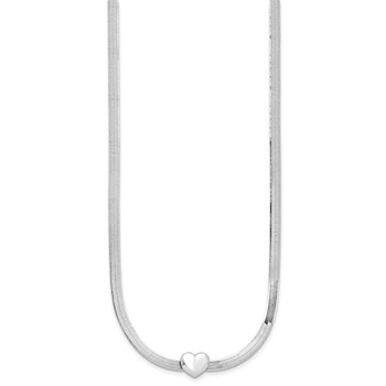 Leslie's Sterling Silver RH-plated Polished Heart Herringbone w/ 2in ext. N — alternate view