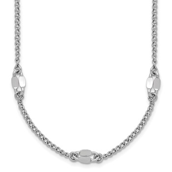Leslie's Sterling Silver RH-plated Fancy Link w/2in ext. Necklace