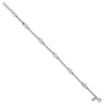Leslie's Sterling Silver RH-plated Fancy Link w/1in ext. Bracelet — alternate view