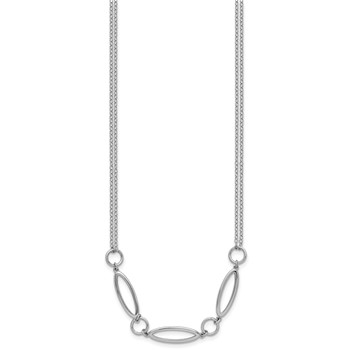 Leslie's Sterling Silver RH-plated Geometric 2-stand w/2in ext. Necklace — alternate view