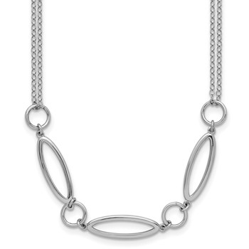 Leslie's Sterling Silver RH-plated Geometric 2-stand w/2in ext. Necklace