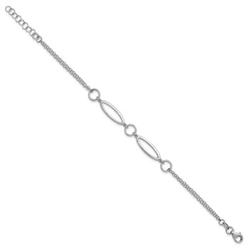 Leslie's Sterling Silver RH-plated Geometric 2-strand w/1in ext. Bracelet — alternate view