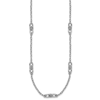 Leslie's Sterling Silver RH-plated Polished Fancy Link w/2in ext. Necklace — alternate view