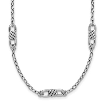 Leslie's Sterling Silver RH-plated Polished Fancy Link w/2in ext. Necklace