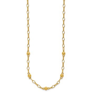 Leslie's Sterling Silver Gold-tone pol. Beaded Link w/2in ext. Necklace — alternate view