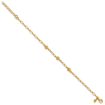 Leslie's Sterling Silver Gold-tone pol. Beaded Link w/1in ext. Bracelet — alternate view