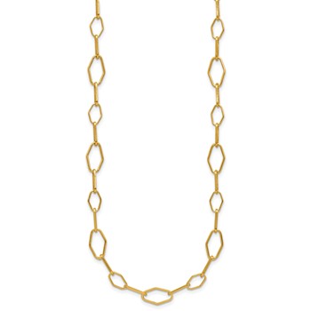 Leslie's Sterling Silver Gold-tone pol. Fancy Link w/2in ext. Necklace — alternate view