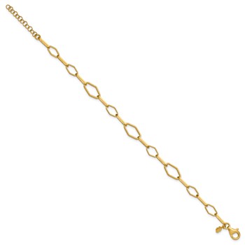 Leslie's Sterling Silver Gold-tone pol. Fancy Link w/1in ext. Bracelet — alternate view