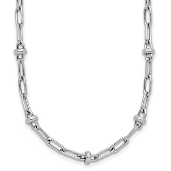 Leslie's Sterling Silver RH-plated Polished Fancy Link w/2in ext. Necklace