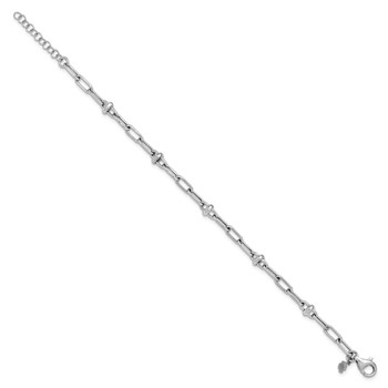 Leslie's Sterling Silver RH-plated Polished Fancy Link w/1in ext. Bracelet — alternate view
