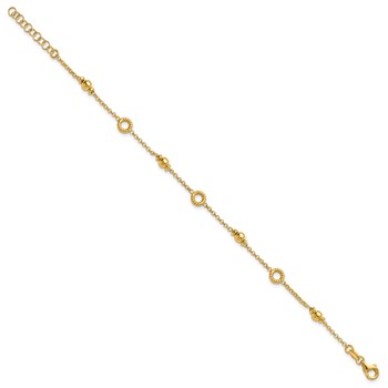 Leslie's Sterling Silver Gold-tone Polished and Beaded Circle w/1in ext. Br — alternate view