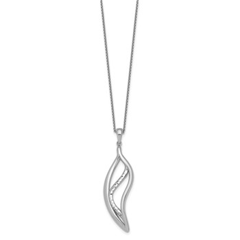 Leslie's Sterling Silver RH-plt Polished/Dia-cut Fancy w/ 2in ext. Necklace — alternate view