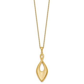 Leslie's Sterling Silver Gold-tone Polished and Brushed w/2in ext. Necklace — alternate view