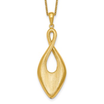 Leslie's Sterling Silver Gold-tone Polished and Brushed w/2in ext. Necklace