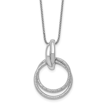 Leslie's Sterling Silver RH-plated Polished / Dia-cut Circle with 2in ext. Ne