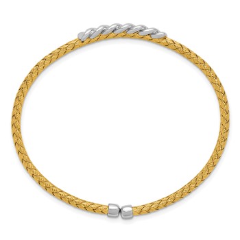 Leslie's Sterling Silver Rhodium-plated and Gold-plated Woven Flexible Cuff — alternate view
