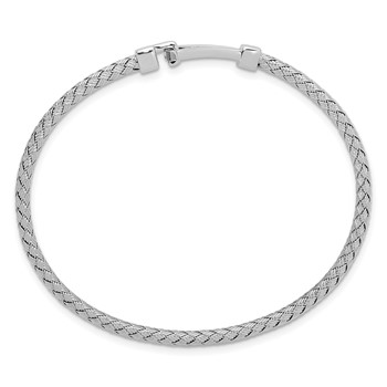 Leslie's Sterling Silver Rhodium-plated Polished Woven Flexible Hook Bangle — alternate view