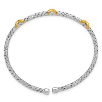 Leslie's SS RH-pl and Gold-pl Polished X Woven Flexible Cuff Bangle — alternate view