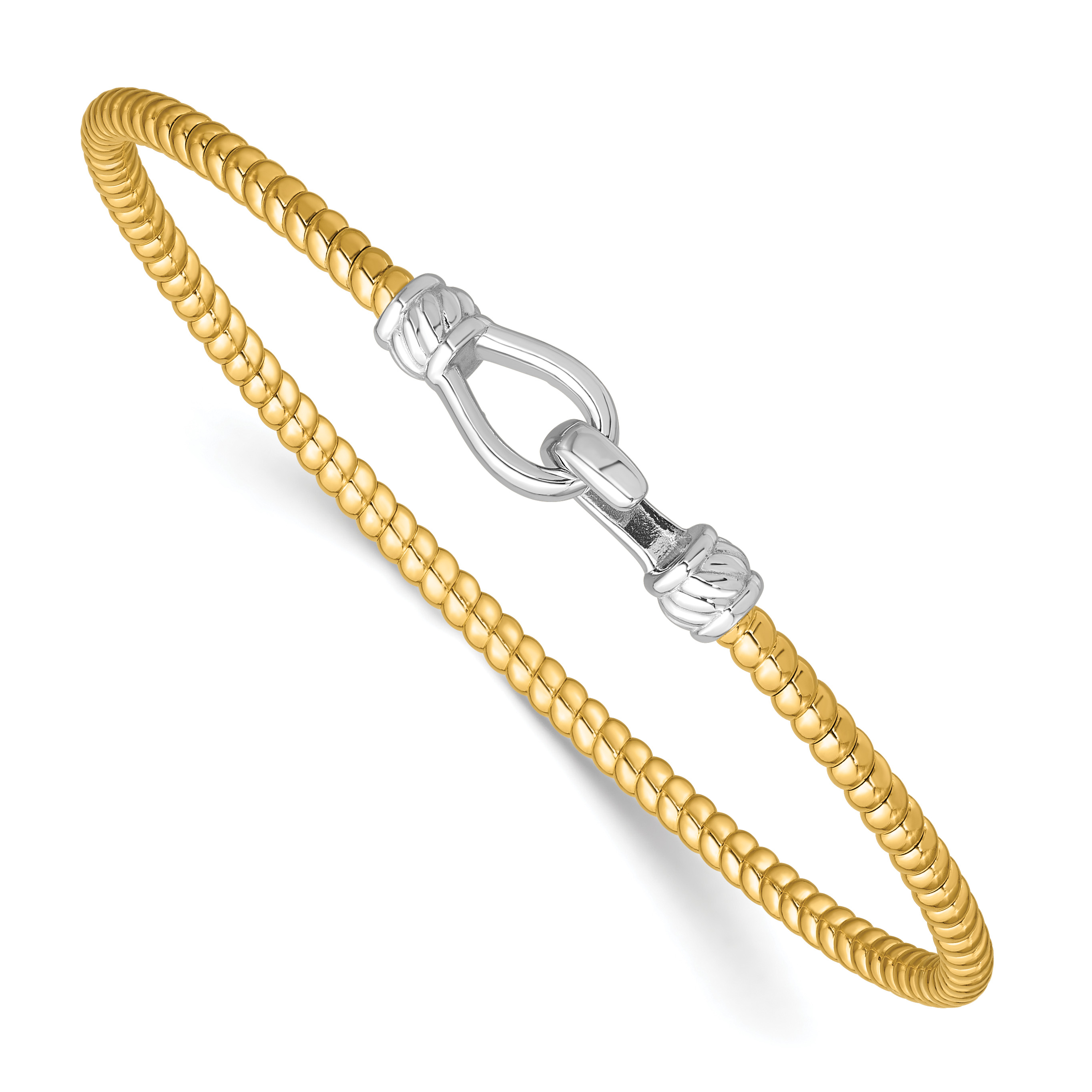 Leslie's SS RH-plated & Gold-plated Polished Twisted Flexible Hook Bangle