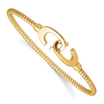 Leslie's SS Gold-plated Polished Twisted Flexible Hook Bangle