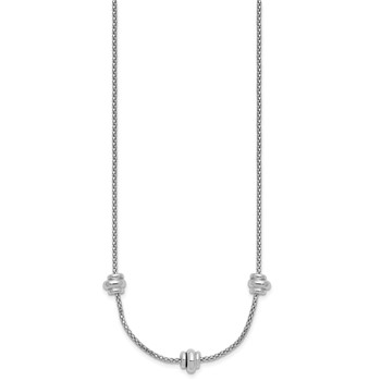 Leslie's Sterling Silver RH-plt Polished Beads w/2in ext. Necklace — alternate view