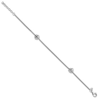 Leslie's Sterling Silver RH-plt Polished Beads w/1in ext. Bracelet — alternate view