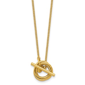 Leslie's Sterling Silver Gold-plated Circles Fancy Toggle Necklace