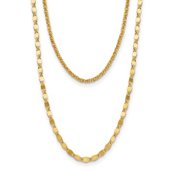 Leslie's Sterling Silver Gold-plated Multi-layer with 2 in ext. Necklace