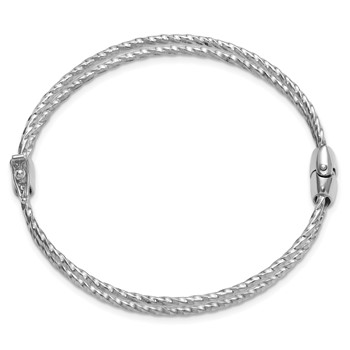 Leslie's Sterling Silver RH-plated Polished and Textured Hinged Bangle — alternate view