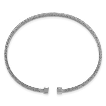 Leslie's Sterling Silver RH-plated Polished / Textured Knife Edge Cuff Bang — alternate view