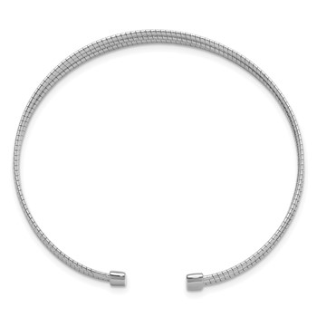 Leslie's SS RH-plated Polished and Grooved 3-Row Flexible Cuff Bangle — alternate view
