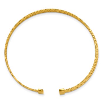 Leslie's SS Gold-plated Polished and Textured 3-Row Flexible Cuff Bangle — alternate view