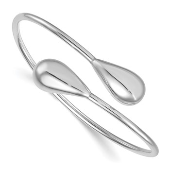 Leslie's Sterling Silver RH-plated Teardrop Flexible Bypass Bangle