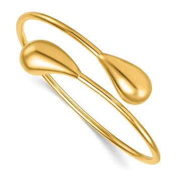 Leslie's Sterling Silver Gold-tone Teardrop Flexible Bypass Bangle
