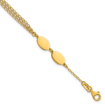 Leslie's Sterling Silver Gold-tone Polished Multi-layer w/1in ext. Bracelet