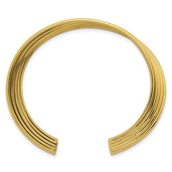 Leslie's Sterling Silver Gold-tone Polished and Grooved Cuff Bangle — alternate view