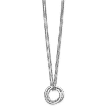 Leslie's SS RH-plated Polished and Brushed Circle 2-Strand with 2in ext. Neckl — alternate view