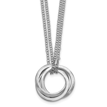 Leslie's SS RH-plated Polished and Brushed Circle 2-Strand with 2in ext. Neckl