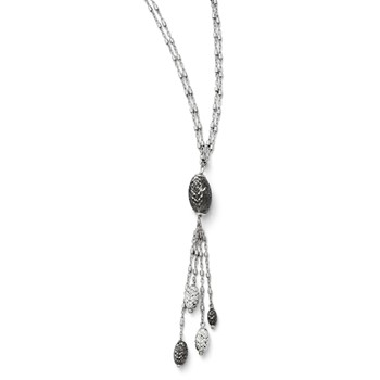 Leslie's SS Ruthenium D/C Double Strand Necklace w/2in ext