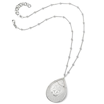 Leslie's SS Polished Glitter Infused Beaded Necklace w/2in ext — alternate view