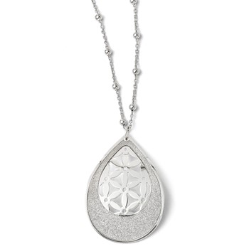 Leslie's SS Polished Glitter Infused Beaded Necklace w/2in ext