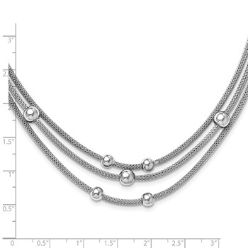 Leslie's Sterling Silver RH-plated Polished Beaded Mesh Necklace — alternate view