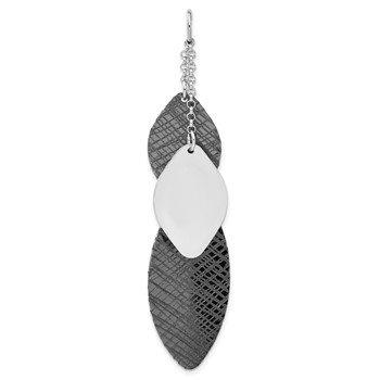 Leslie's Sterling Silver Ruthenium-plated Polished & Textured Pendant