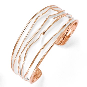 Leslie's SS Rose Gold-plated Medium Tappered Scrunch Bangle