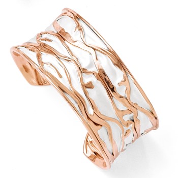 Leslie's SS Rose Gold-plated Large Concave Scrunch Bangle