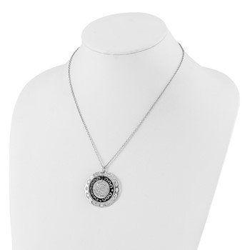 Leslie's Sterling Silver Ruthenium-plated Polished & Textured Circles Necklace — alternate view