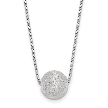 Leslie's SS Radiant Essence Rh-plated Polish/Text w/2in ext. Necklace