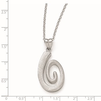 Leslie's Sterling Silver Polished & Scratch Finish Necklace w/1.5in ext — alternate view