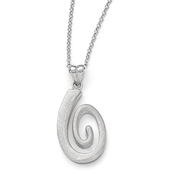 Leslie's Sterling Silver Polished & Scratch Finish Necklace w/1.5in ext