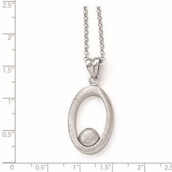 Leslie's Sterling Silver Polished & Scratch Finish Necklace w/1.5in ext — alternate view